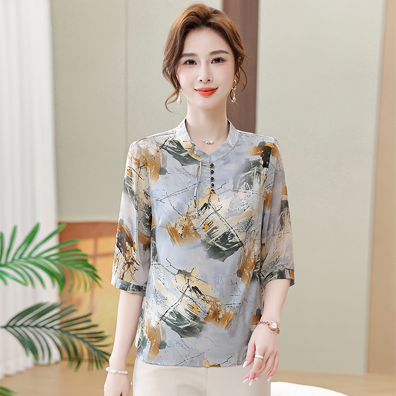 2860款新款优雅妈妈装 2XL 淡蓝色