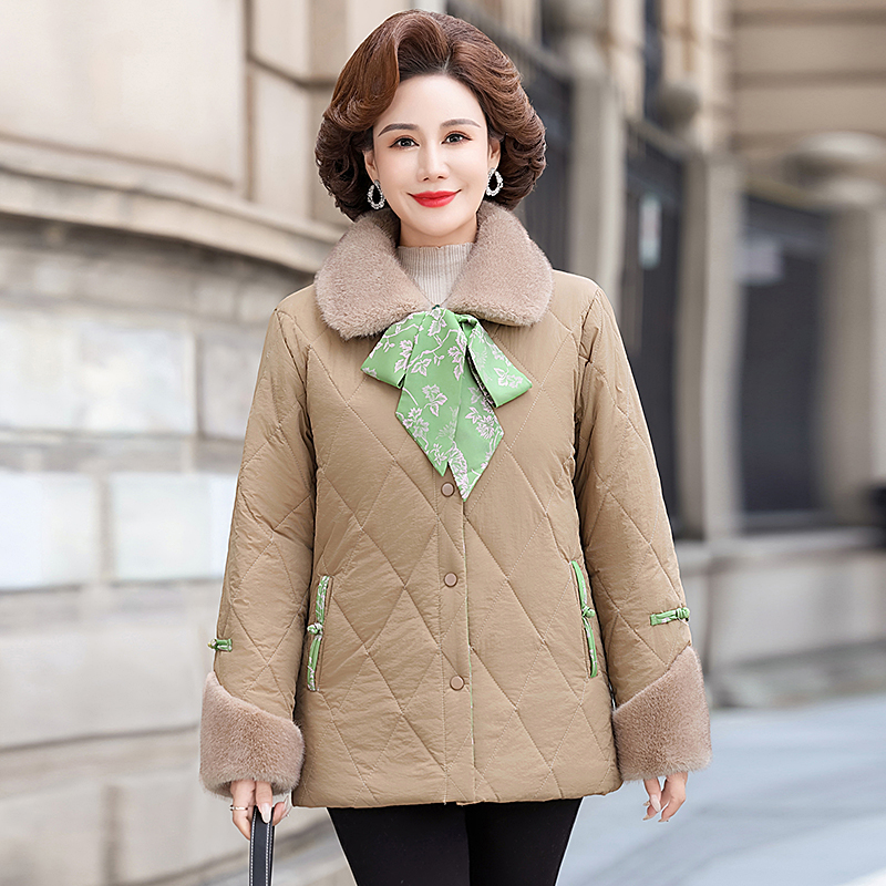 965新款时尚休闲中老年棉服 XL 卡其色