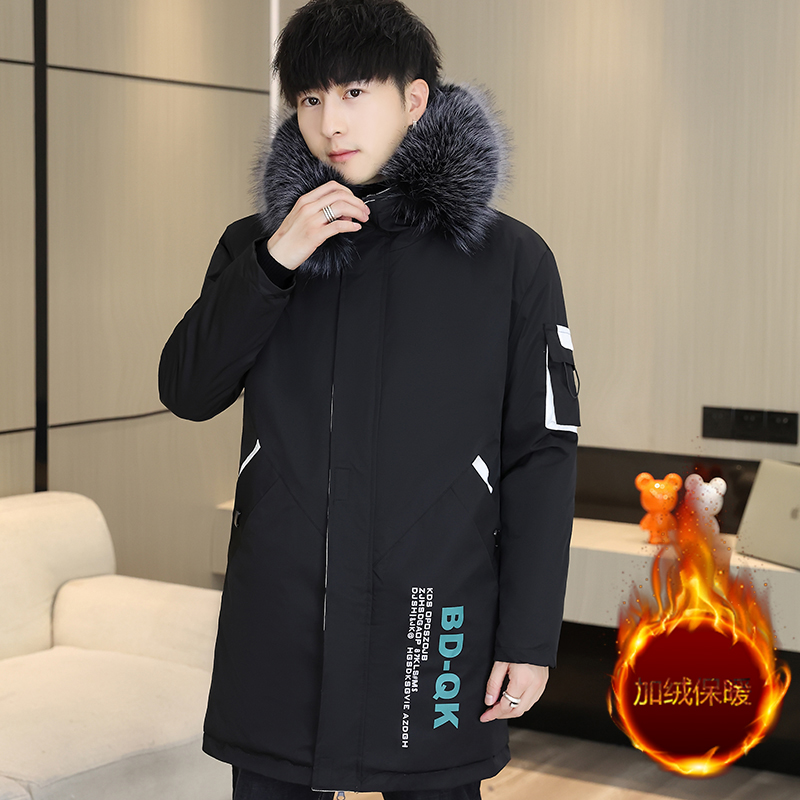 JH66款男士秋冬季加绒款夹克潮流棉袄派克服 M 黑米色
