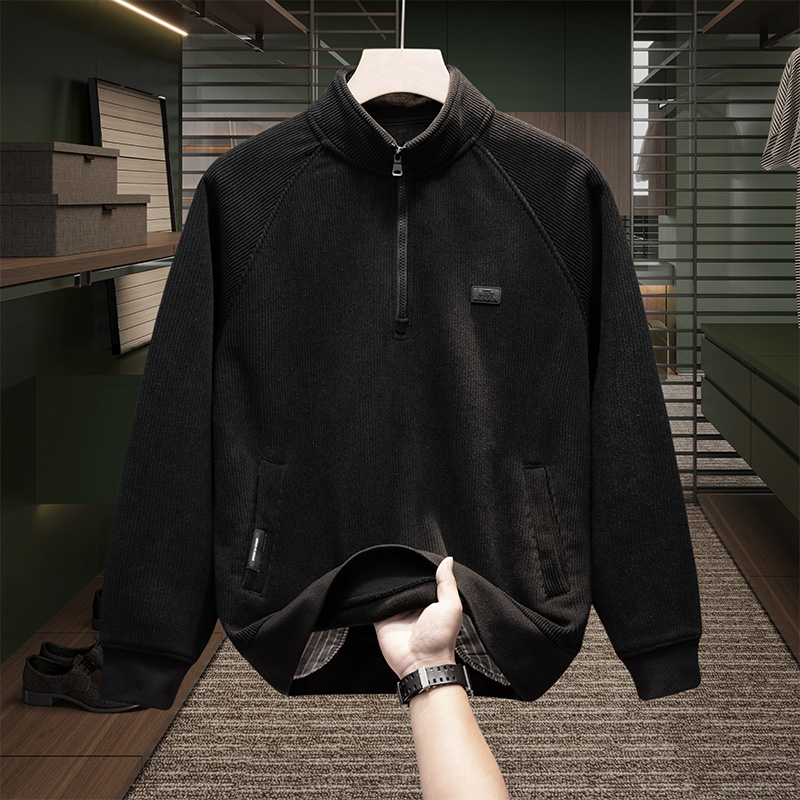 SM25130新款时尚休闲一体绒卫衣-挂拍 3XL 黑色