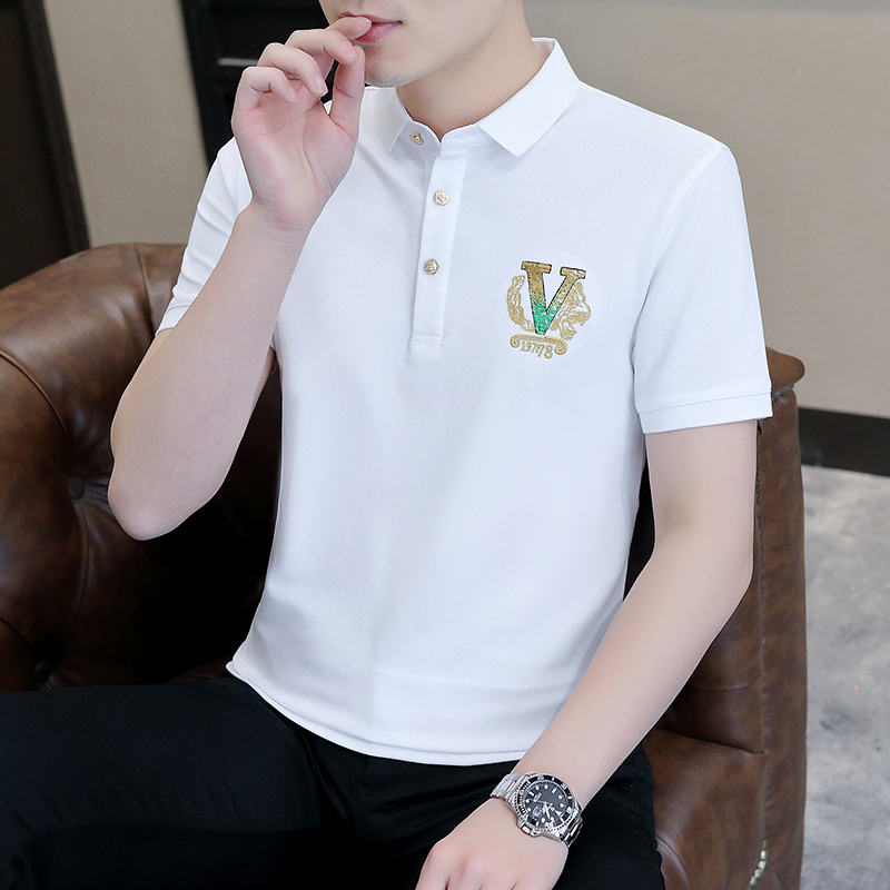 新款9F010单V夏欧版POLO衫 L 白色