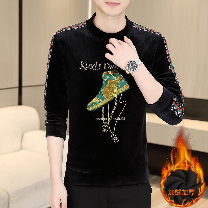 新款金丝绒加绒欧货卫衣-9Y621 4XL 黑色