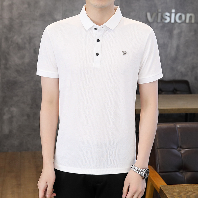 新款时尚潮流简约气质百搭休闲短袖2203-半V M 白色