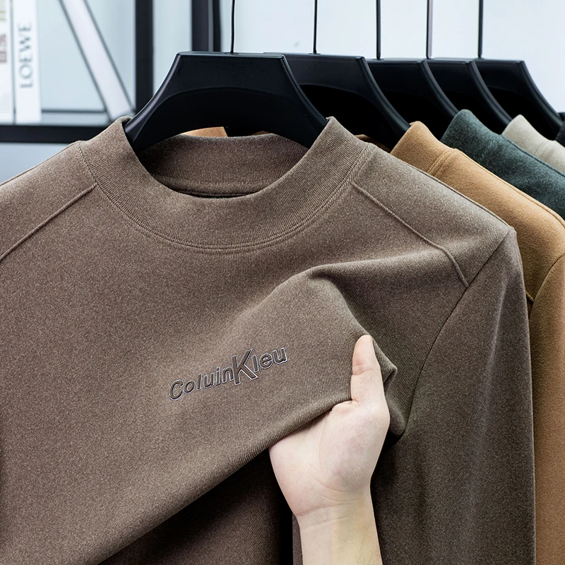 2668 淘宝哥2025新款秋冬季加厚条纹德绒卫衣打底衫套头潮牌男装 M 深灰色