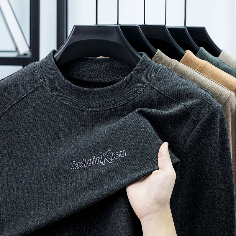 2668 淘宝哥2025新款秋冬季加厚条纹德绒卫衣打底衫套头潮牌男装 M 深灰色