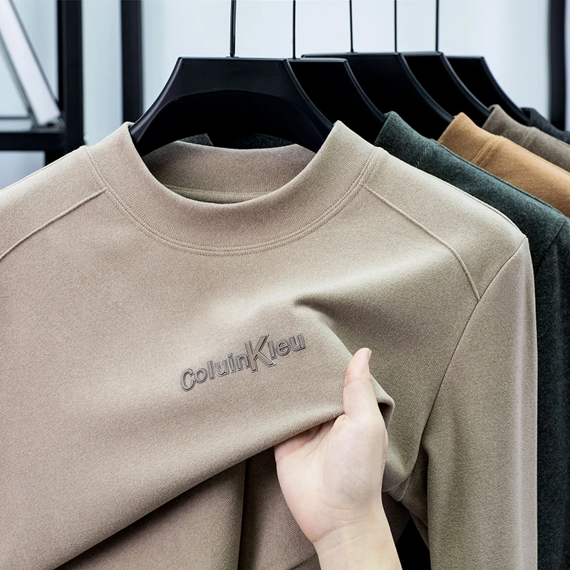 2668 淘宝哥2025新款秋冬季加厚条纹德绒卫衣打底衫套头潮牌男装 M 深灰色