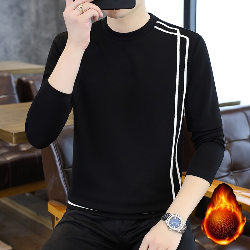 加绒9356 淘宝哥2025男士秋冬新款打底衫加绒长袖卫衣休闲男装 M 黑色