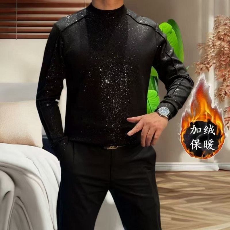 加绒8761 淘宝哥2025男士秋冬新款加绒加厚长袖卫衣休闲潮流男装 M 黑色