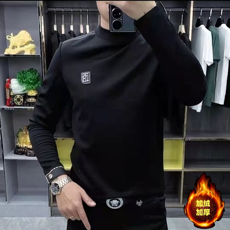 加绒9215 淘宝哥2025男士秋冬新款加绒加厚长袖卫衣休闲潮流男装 M 黑色