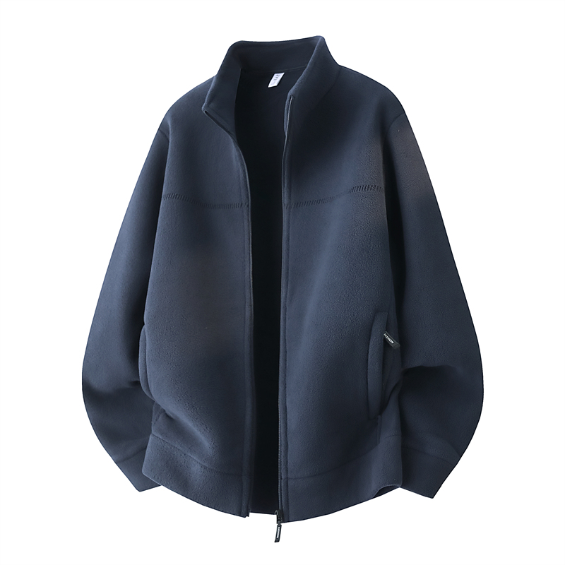 JK34001 P42男士秋冬季抓绒衣开衫卫衣男款摇粒绒立领夹克男外套