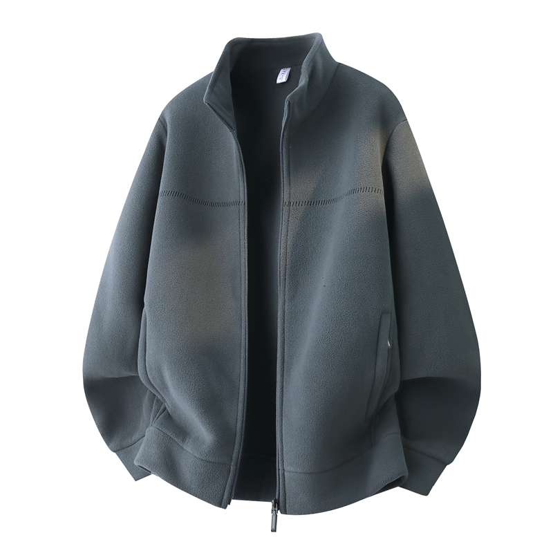JK34001 P42男士秋冬季抓绒衣开衫卫衣男款摇粒绒立领夹克男外套