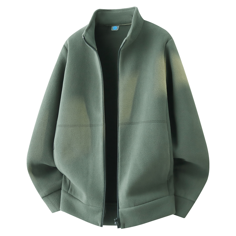 JK35001 P42男士秋冬季抓绒衣开衫卫衣男款摇粒绒立领夹克男外套