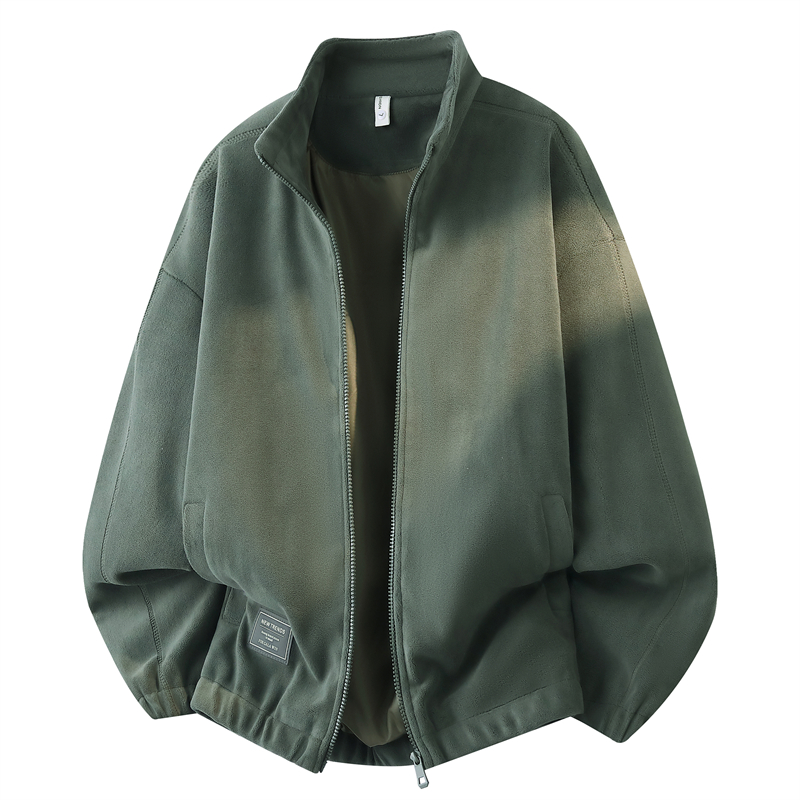 JK39001P55男士秋冬季奥粒绒开衫卫衣摇粒绒立领夹克男外套抓绒衣 L 灰色