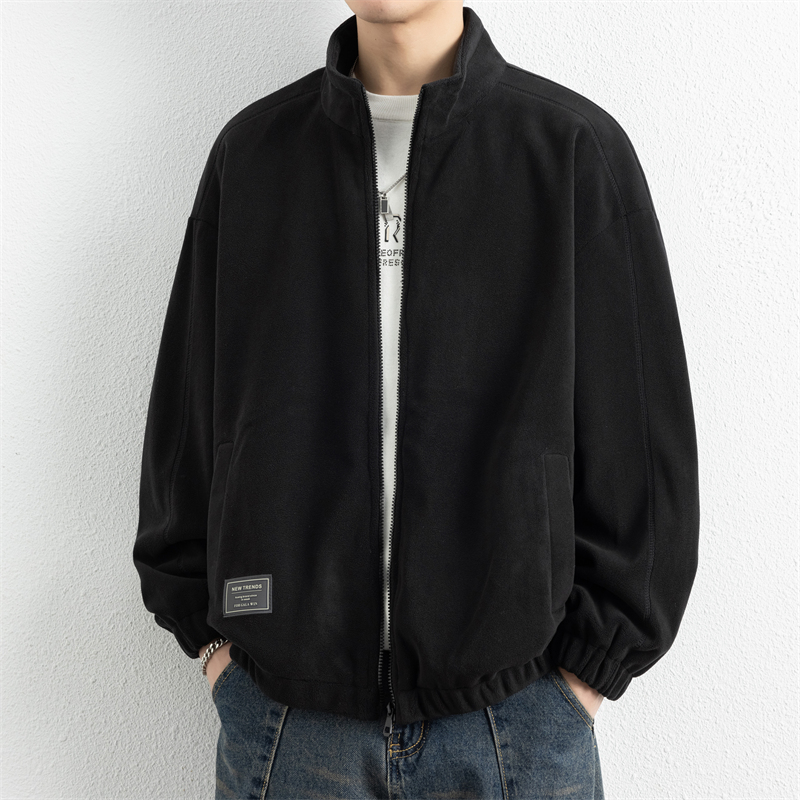 JK39001P55男士秋冬季奥粒绒开衫卫衣摇粒绒立领夹克男外套抓绒衣 L 灰色