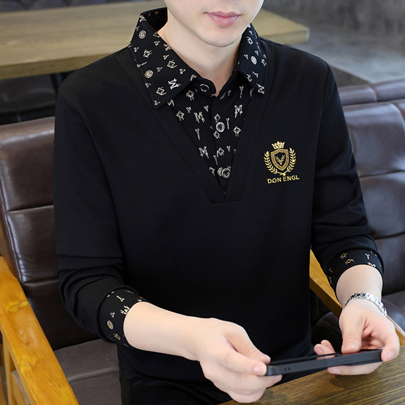 0577-2025秋季新款男士Polo衫时尚欧版男翻领长袖卫衣