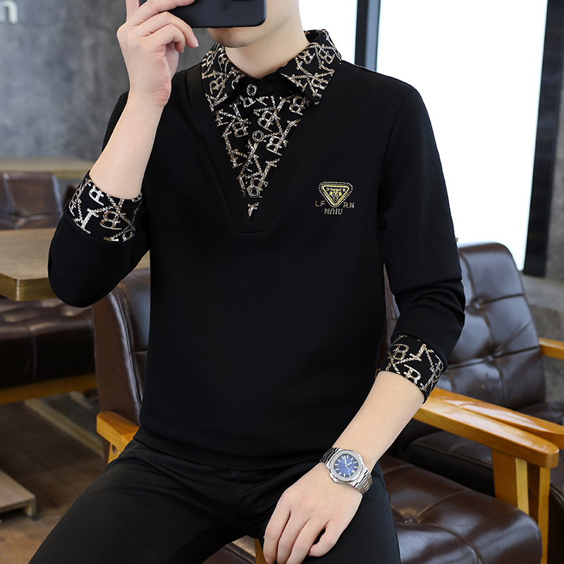 0577-2025秋季新款男士Polo衫时尚欧版男翻领长袖卫衣