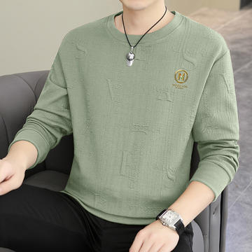 K104-新款男士秋冬提花圆领卫衣男士长袖卫衣