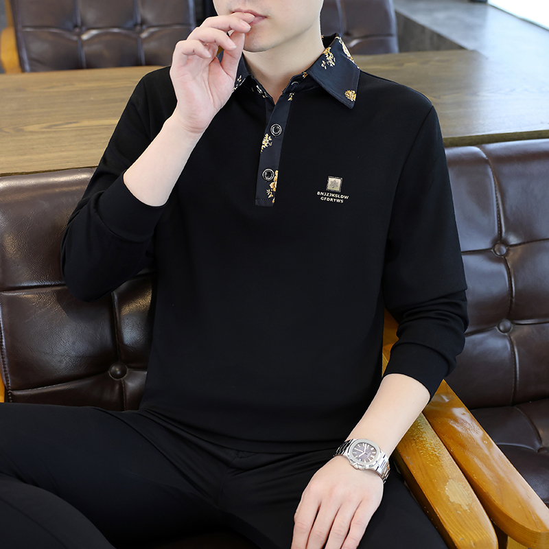 0577店管家代发-2025秋季新款男士Polo衫时尚欧版男翻领长袖卫衣