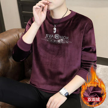 S988男士新款金丝绒圆领卫衣时尚百搭