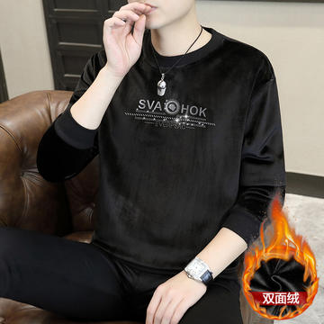 S988男士新款金丝绒圆领卫衣时尚百搭