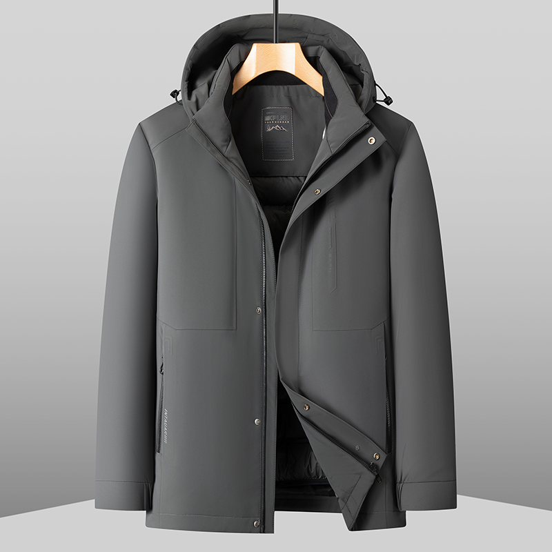 大码可脱卸帽子羽绒服加肥加大纯色加厚上衣