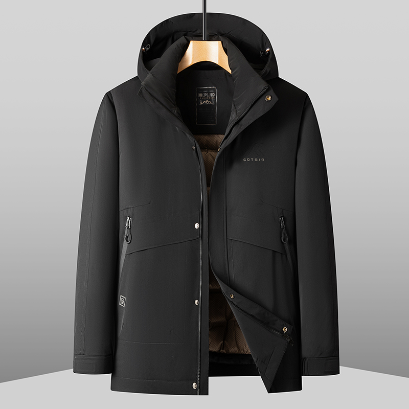 大码中长款可脱卸帽子羽绒服加肥加大纯色加厚上衣