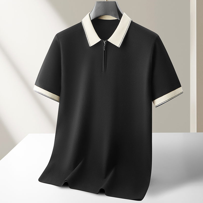 加肥加大男士短袖POLO衫青年翻领毛衣