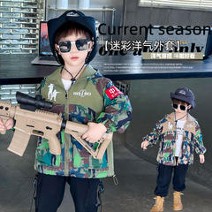 艾斯&amp;AS-2425特战队吃鸡迷彩风衣外套 100CM 绿色
