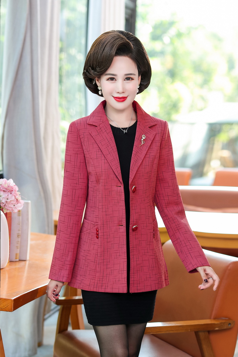 新款时尚妈妈装气质西服设计外套-1817 2XL 红色