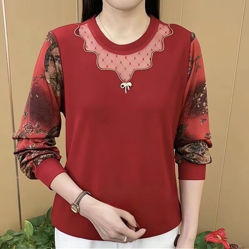 新款时尚大码女装舒适柔顺上衣-327 XL 红色