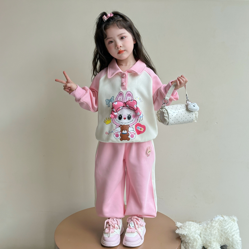 呆呆熊网供&立体蝴蝶结卡通套装 90cm 粉色