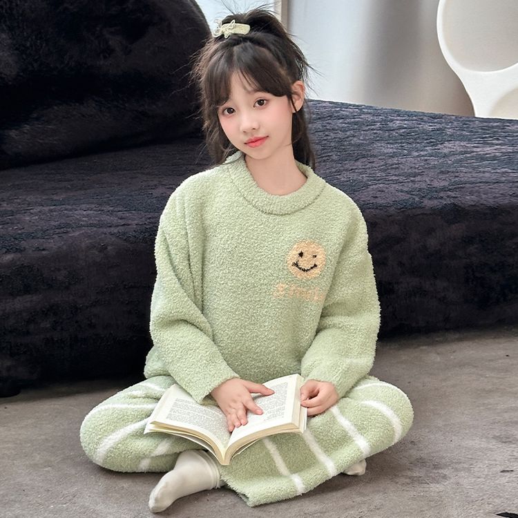 美丫丫&MYY8139绿色笑脸家居服套装 120cm 绿色