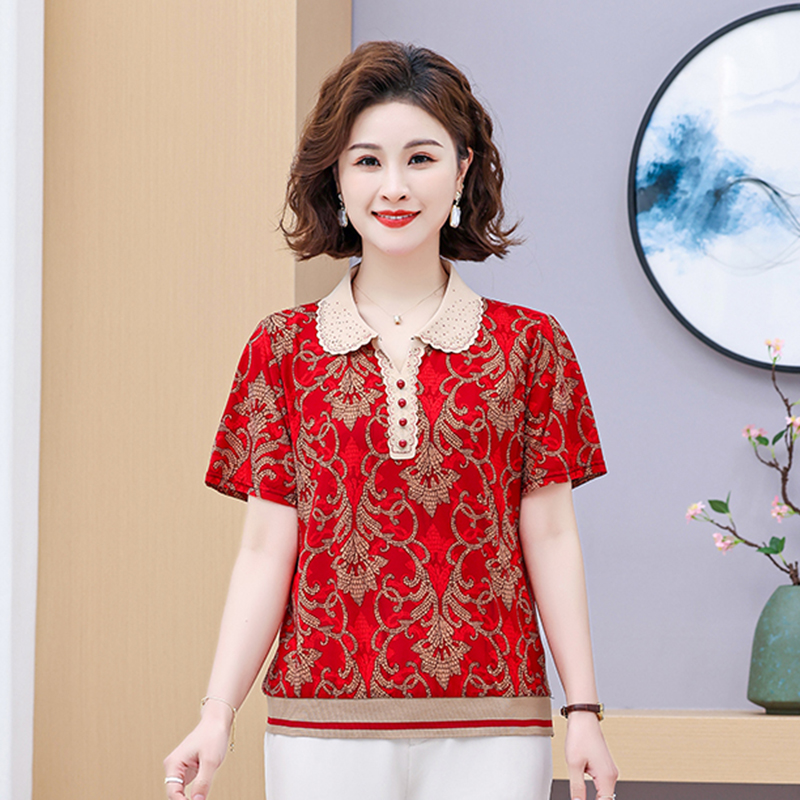 夏季新款休闲舒适时尚减龄短袖衬衫-887 XL 红色