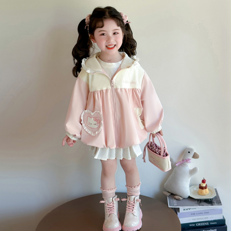 可可希里&25028花边连帽灯笼外套 90cm 粉色