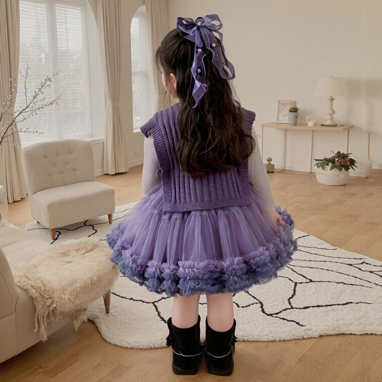 可可希里&25029毛衣裙套装 90cm 紫色发夹