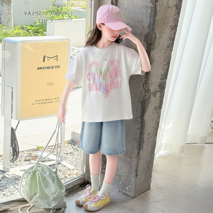 萌宝驾到&MBJD8020爱心短袖 120cm 白色上衣