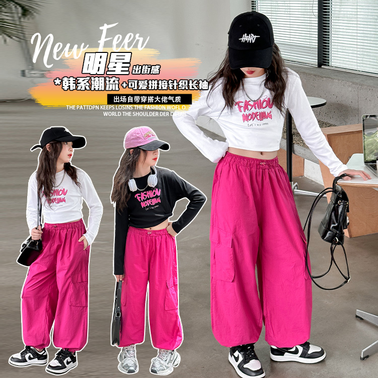 爆款部落&2319火龙果裤子字母印花长袖套装