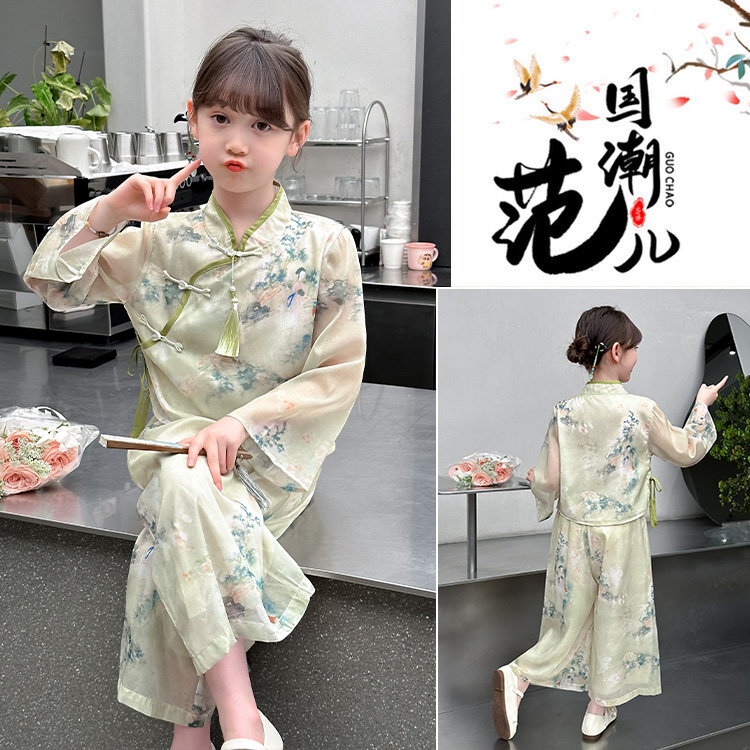 爆款部落-2451-新款品质中式立领盘扣套装长袖款