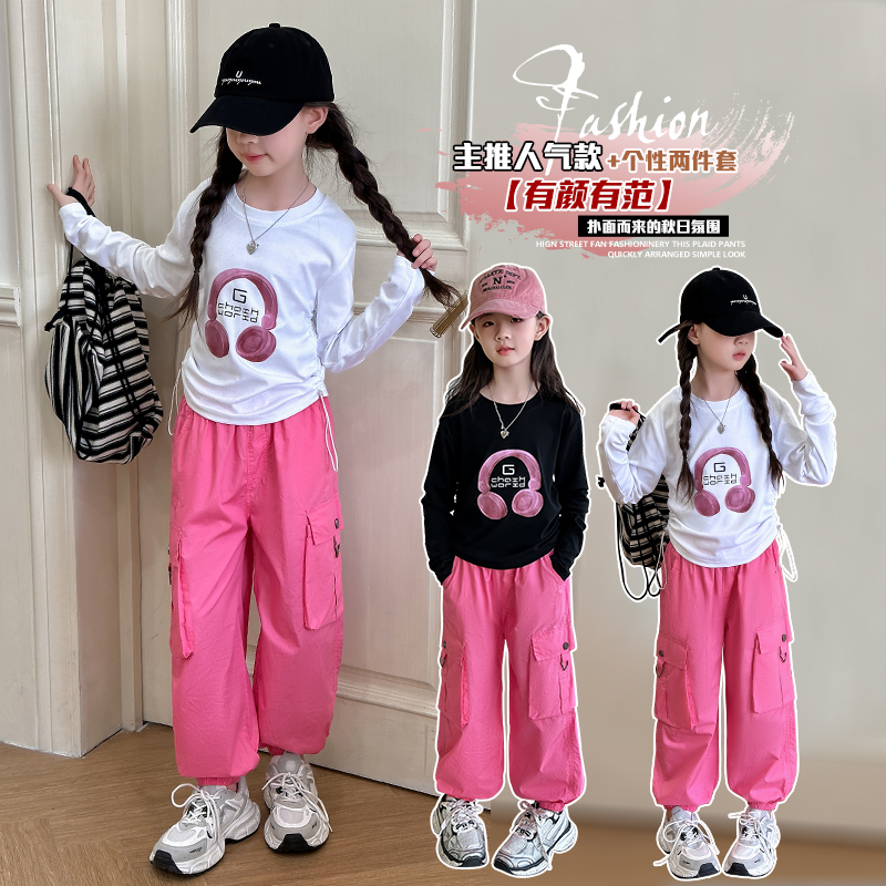 爆款部落-2422-时尚爆款扣环工装裤耳机长袖