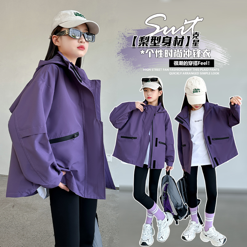 爆款部落-2473款紫色冲锋衣外套