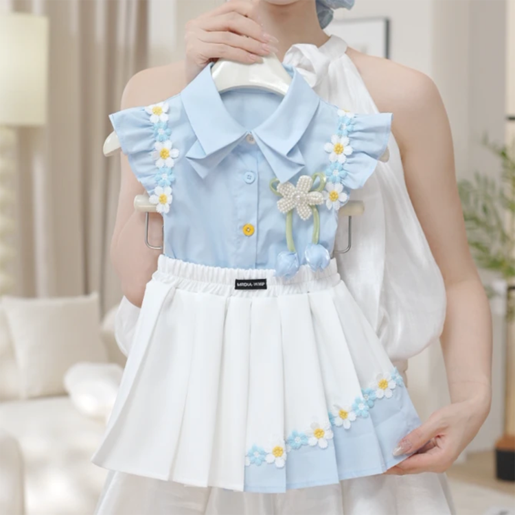 爆款部落&飞袖花朵裙套装