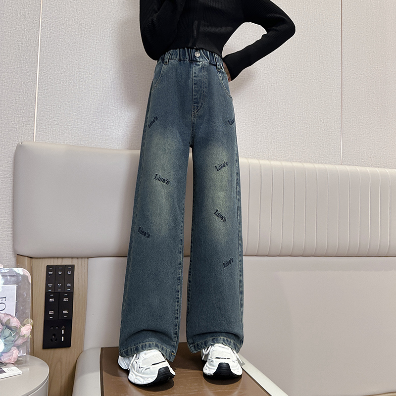 唯爱琪-2318加绒款牛仔裤妇中磊童水洗作旧休闲秋冬保暖 120# 春秋款