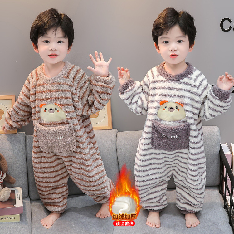 依彤蓓蓓&2599可爱口袋条纹连体衣加厚