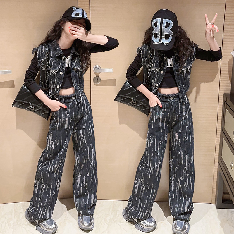 秋季爆款百搭时尚洋气款-A312牛仔三件套