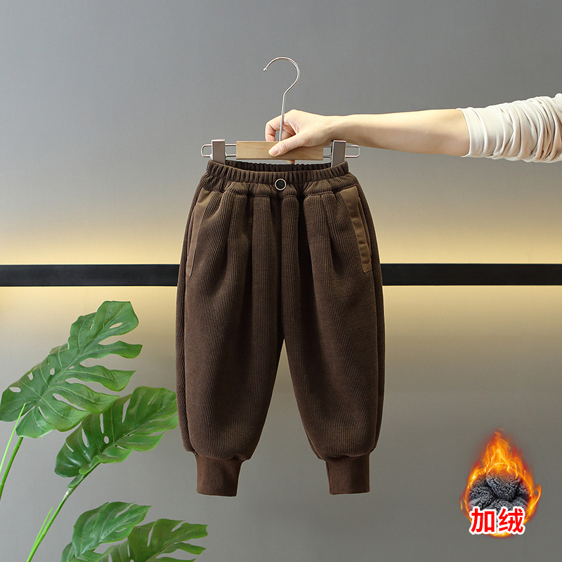 童话城堡&dk2435羊驼绒加厚欧棉绒裤 90cm 咖色