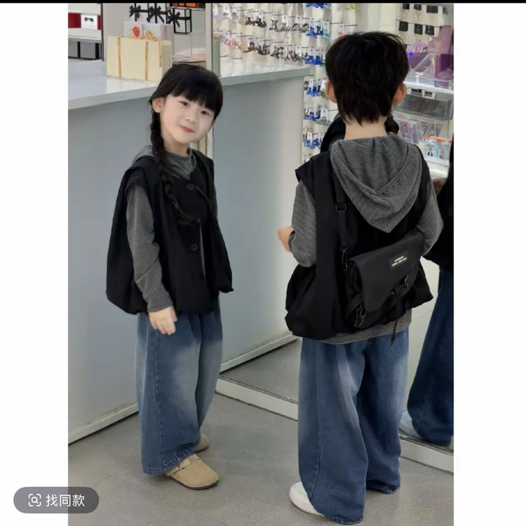 童话城堡&QT-2531牛仔裤三件套 100cm 黑色