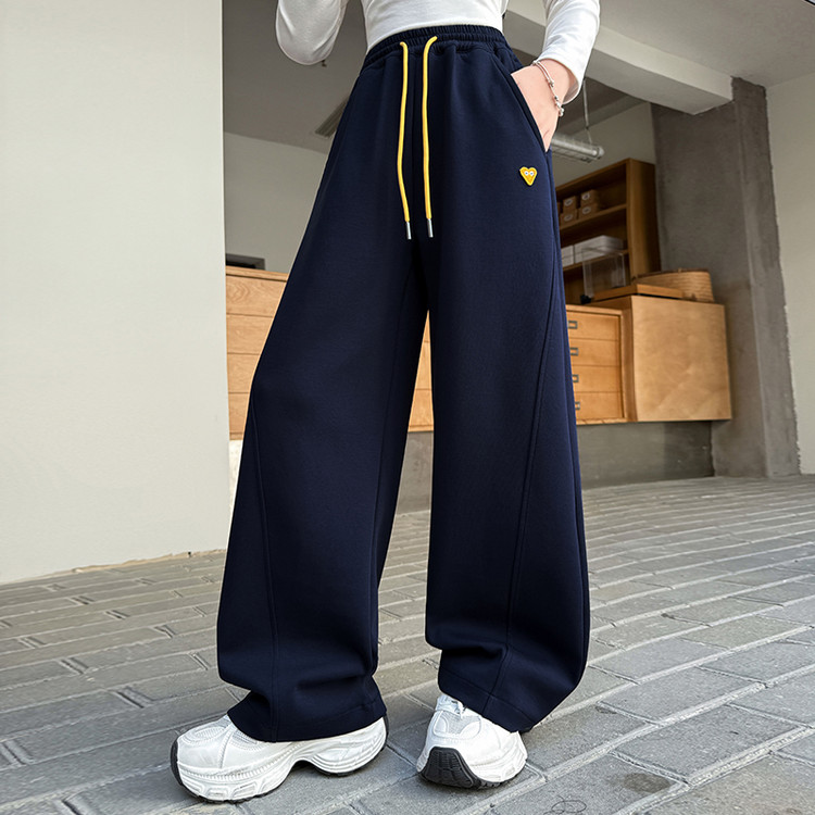 笑笑鼠&619款抽绳爱心刺绣针织休闲裤 120cm 藏青色