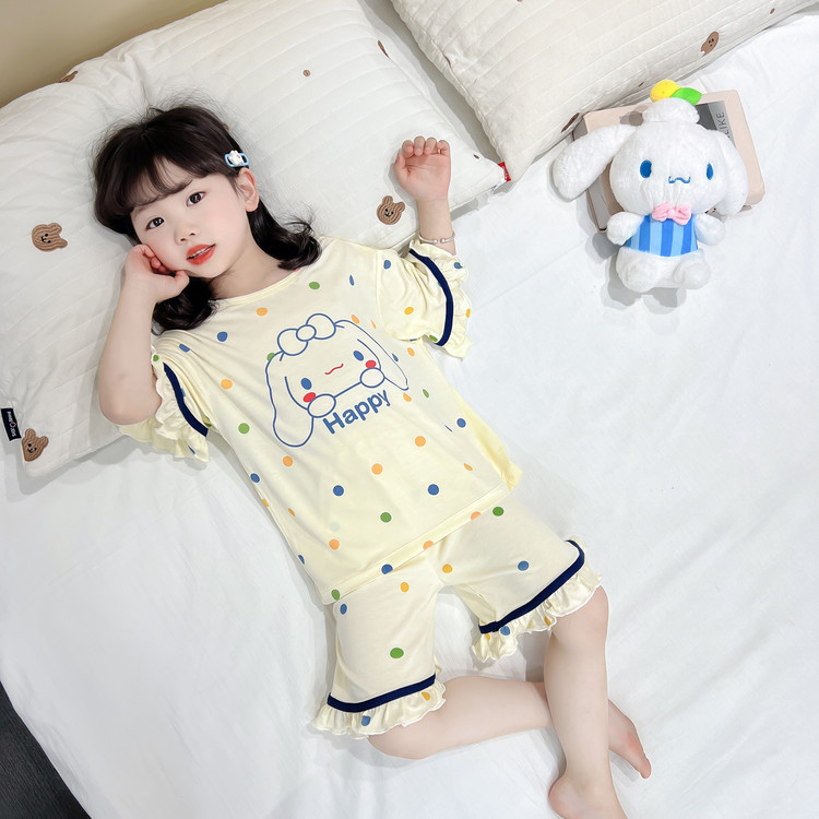 小核桃&L2580卡通印花花边睡衣套装