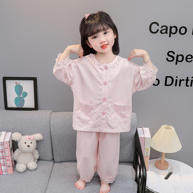 小核桃&H2524花边领开衫睡衣套装