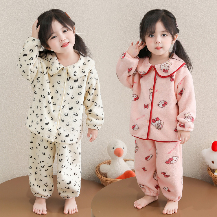 小核桃&A2510珊瑚绒翻领睡衣套装